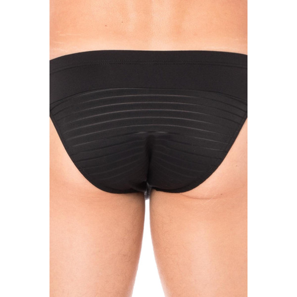 Slip noir rayé opaque et transparent 